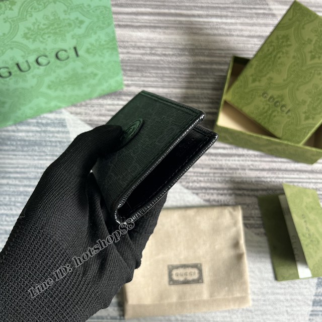 Gucci專櫃2022新款口袋錢夾名片夾 古馳飾互扣式雙G卡片夾722601 gqy4261